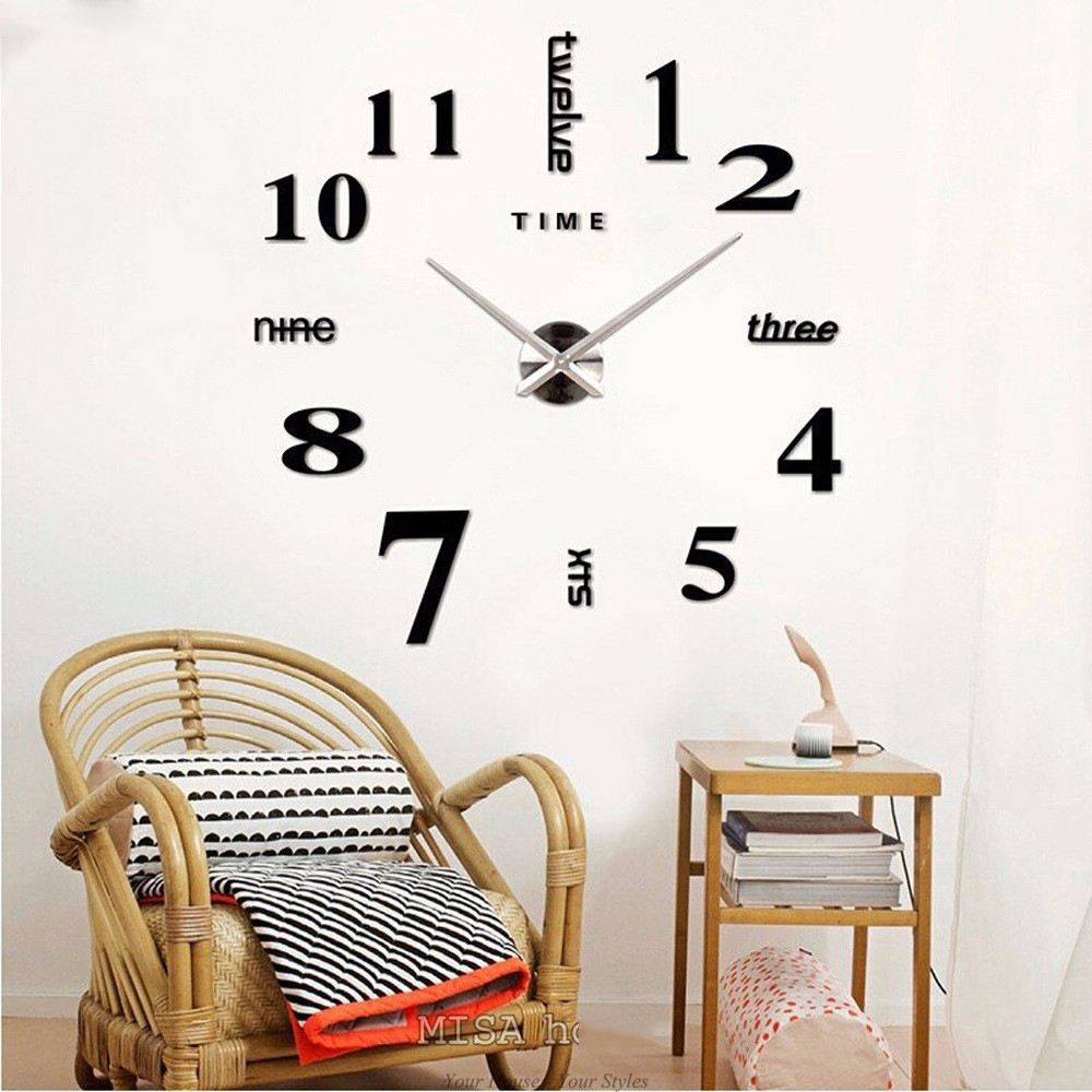Đồng hồ dán tường nghệ thuật decal 3d dán tường hình đồng hồ sang trọng