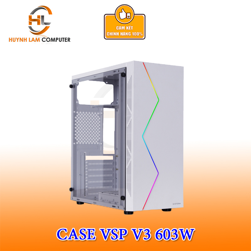 Thùng máy tính Case VSP V3 603W (TRẮNG) (ATX,MATX) Gaming kính cường lực