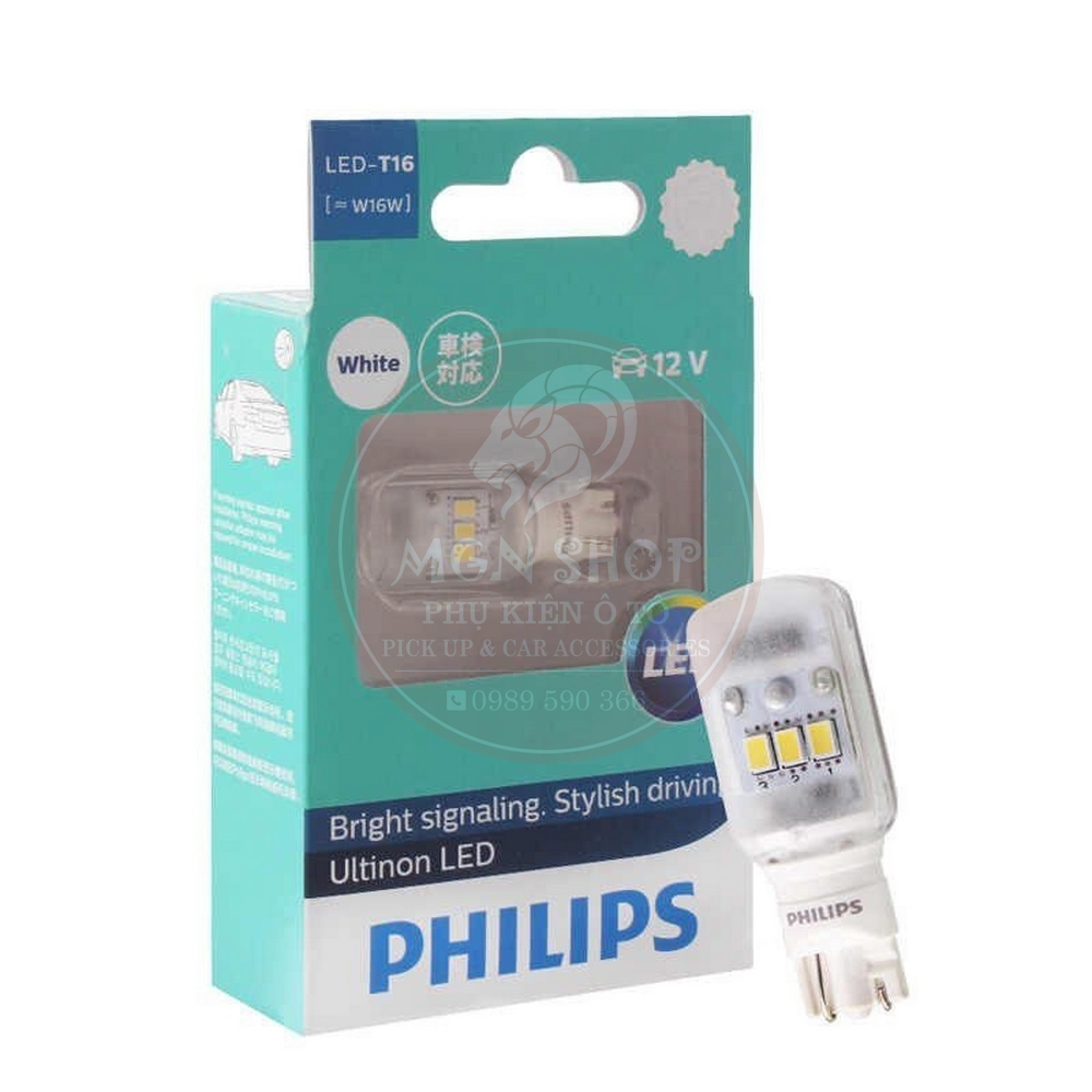 Đèn Philips Ultinon Essential LED [T16 W16W] [01 bóng/bộ] dành cho ô tô xe máy