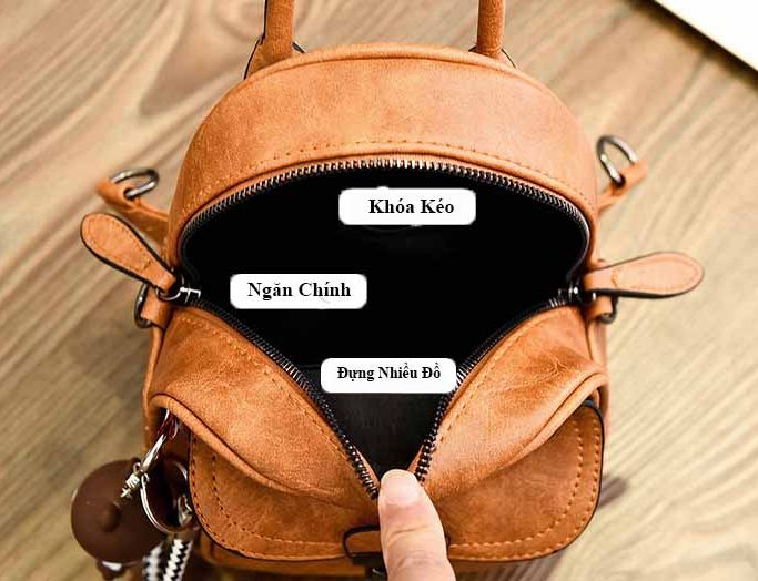 Balo Nữ Khóa Cài Tặng Móc Chuột