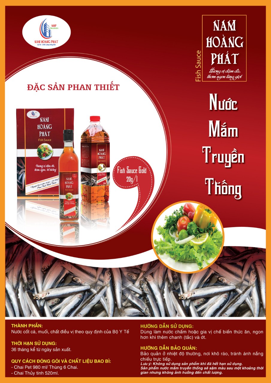 Nước mắm Truyền thống Phan Thiết - NAM HOÀNG PHÁT Loại GOLD 20N - Chai 520 ml (Quy cách Thùng 6 chai)