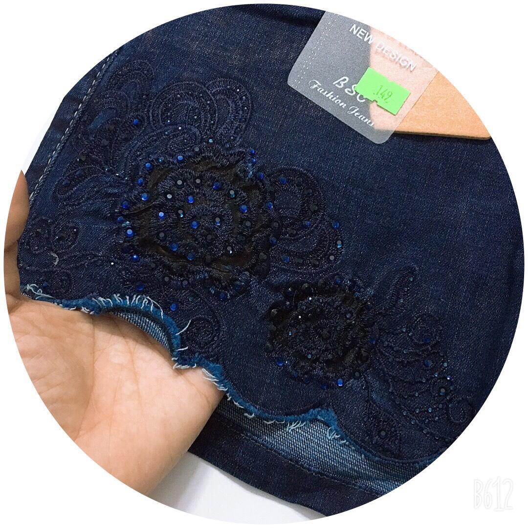 [HCM]Quần sọt jean thêu hoa đính cườm (có big size) JST