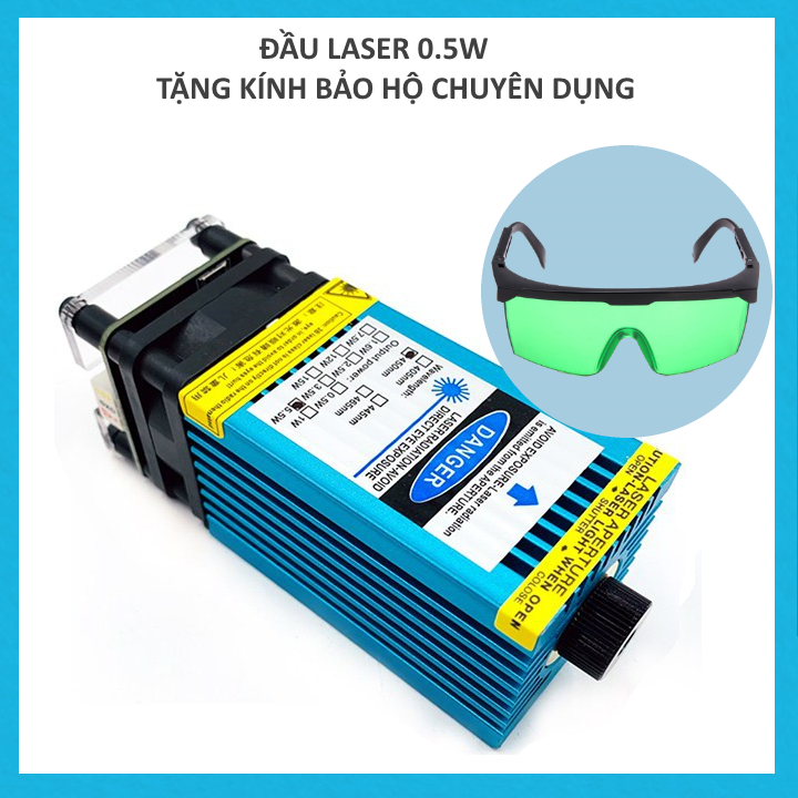 Đầu khắc laser cho máy khắc cnc công suất 0.5w 15w+ Tặng kèm kính laser bảo vệ mắt, máy khắc laser, chất lượng cao, hàng uy tín