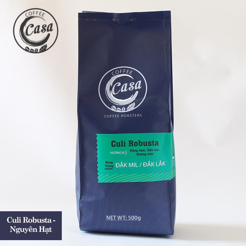 Cà phê hạt Culi Robusta nguyên chất gu đậm thơm mộc 500gr - Casa Coffee
