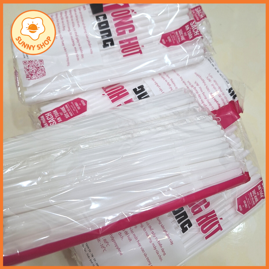 Ống Hút Trắng Đầu Bẻ Cong Phi 6 (bịch 80 cái) loại tốt