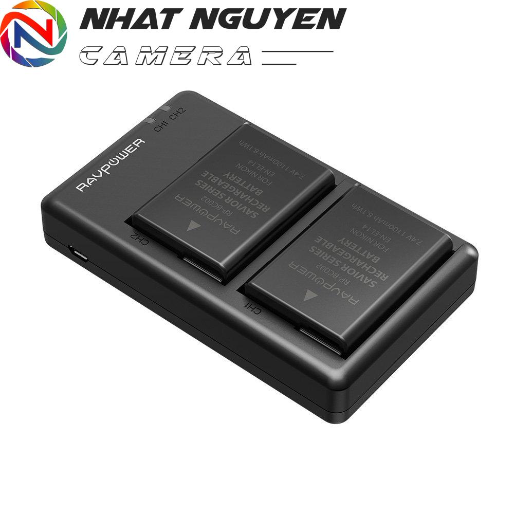 Bộ 2 pin và 1 sạc đôi ravpower en-el14 for nikon