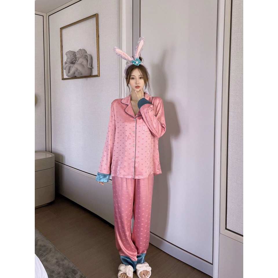 Pyjamas Đồ Ngủ Mặc Nhà Lụa Gấm Bộ Dài Đủ Size AMANTA AMTP60