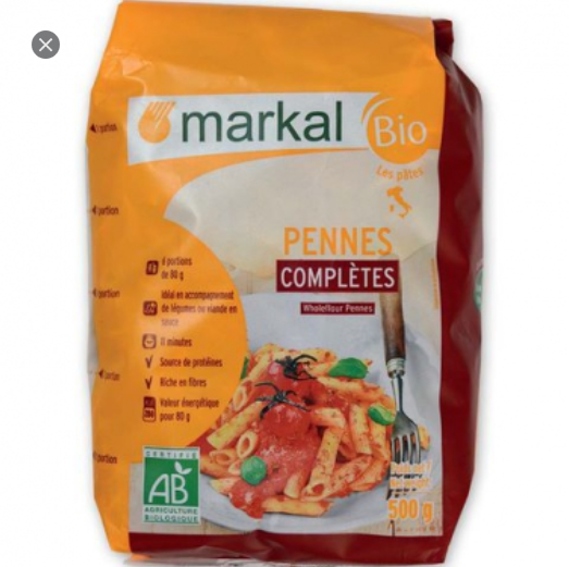 Mì Ống Lứt Penne Hữu Cơ Markal 500g