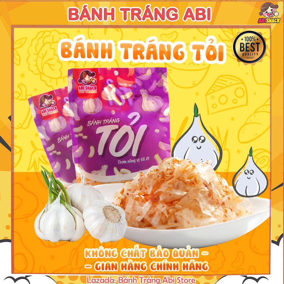 Bánh tráng dẻo trộn bơ tỏi Abi 100g-ABI SNACK-MUA 2 BỊCH TẶNG KHẨU TRANG