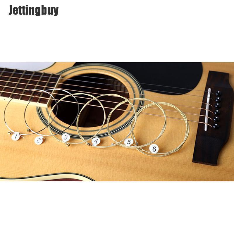 Jettingbuy 1 Set 6 Pcs Practice Nickel Plated Steel Guitar String For Acoustic Guitar