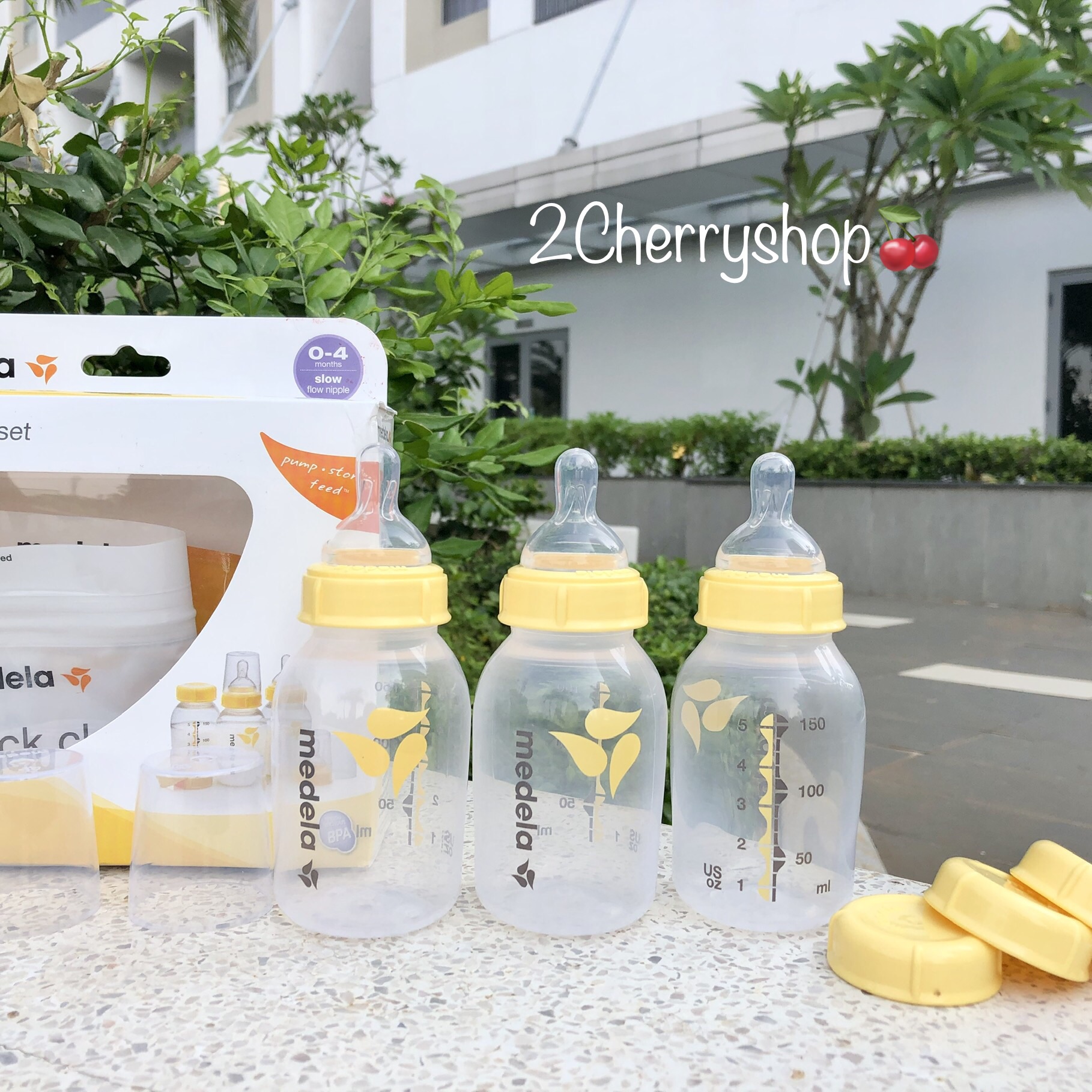[HCM]Bộ Núm ty cổ vòng + nắp Medela
