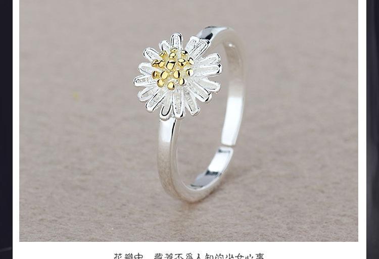 Nhẫn bạc hoa cúc nhiều cánh cao cấp Hàn Quốc