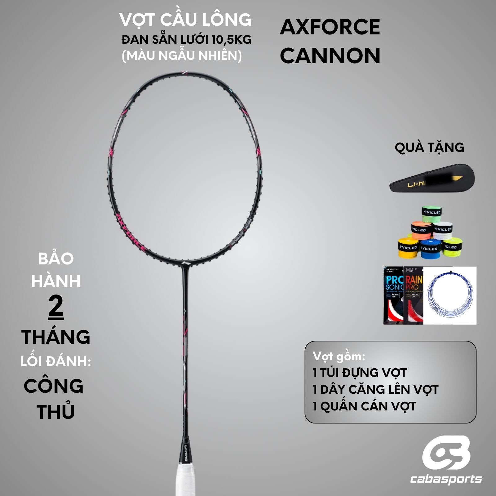 Vợt cầu lông Lining Axforce Cannon, Lining HC1000, Lining Halbertec 2000 tặng quấn cán vợt cầu lông