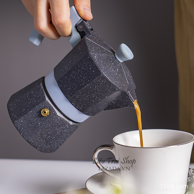 Ấm moka pot pha cà phê cà phê bình moka pot 2cup 80ml vân đá phong cách Ý