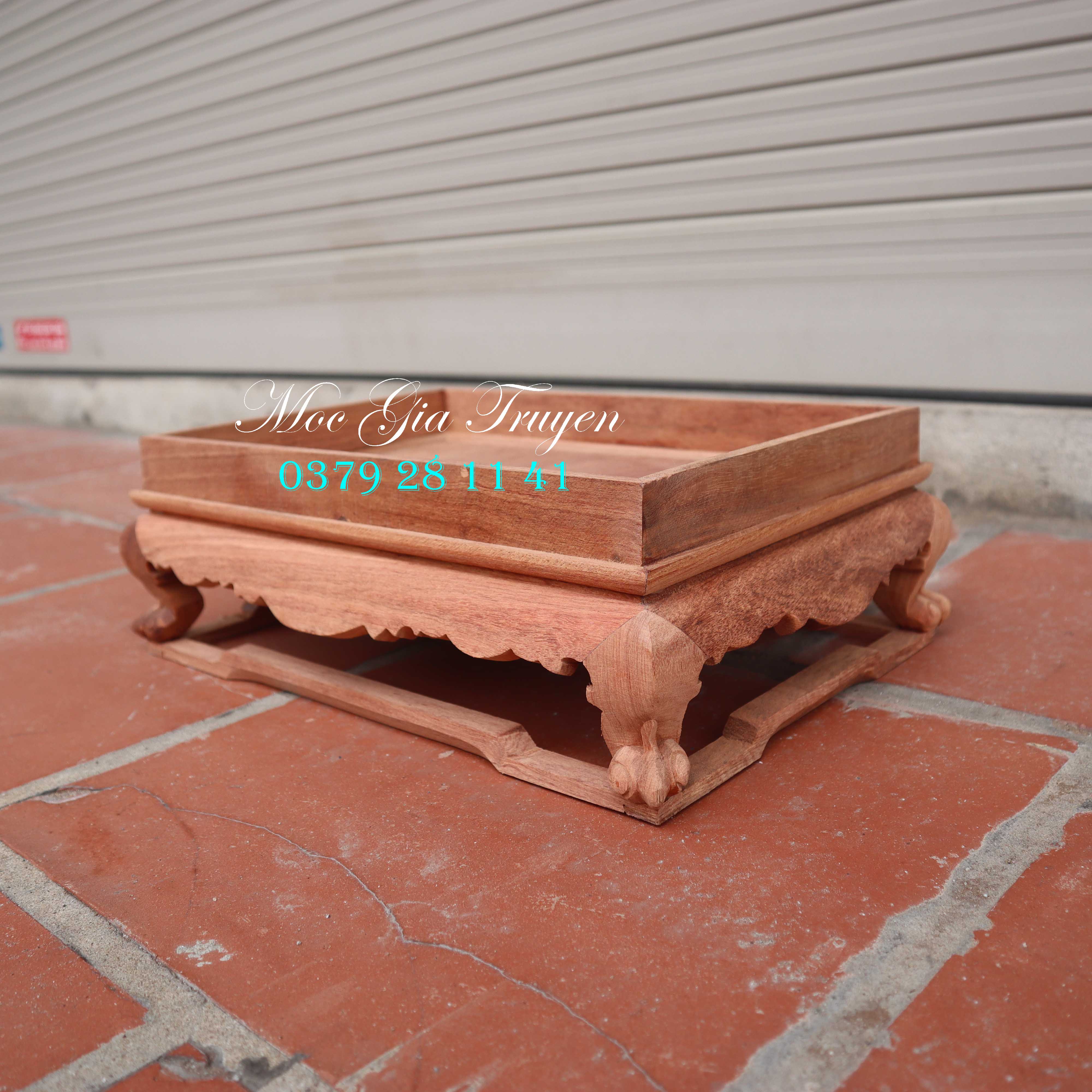 Khay trà ấm chén trơn trang trí gỗ hương cỡ 32x22