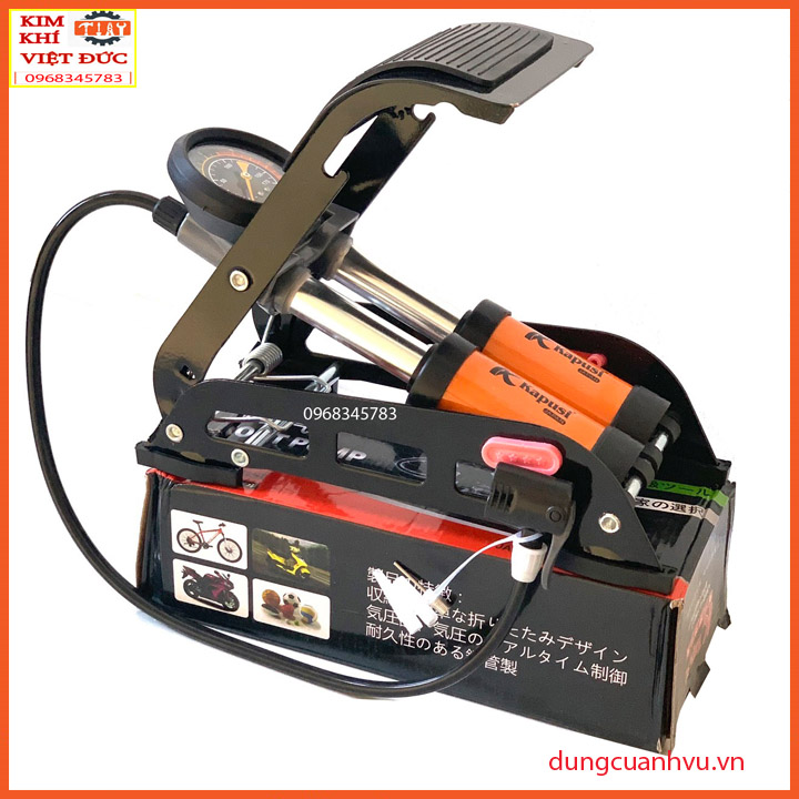 [ CHÍNH HÃNG ]bơm xe đạp chân 2 ống GOFURTER , bơm xe đạp, bơm xe máy, bơm lốp ô tô