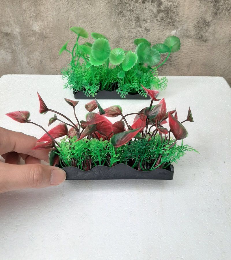 Cây nhựa trang trí bể cá: mẫu đế dài 12 cm