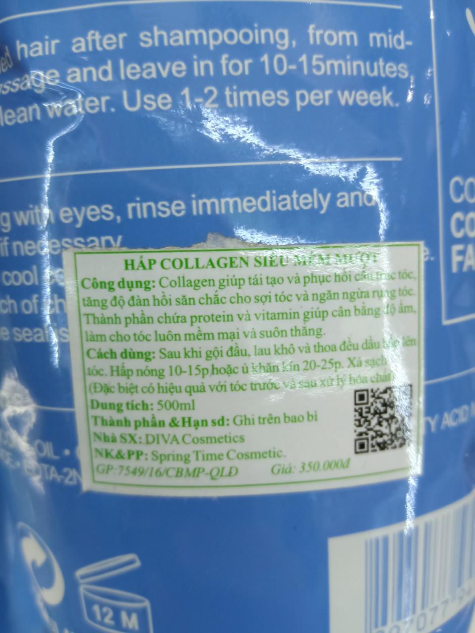 Hấp dầu túi collagen phục hòi tóc hư tổn DIVA
