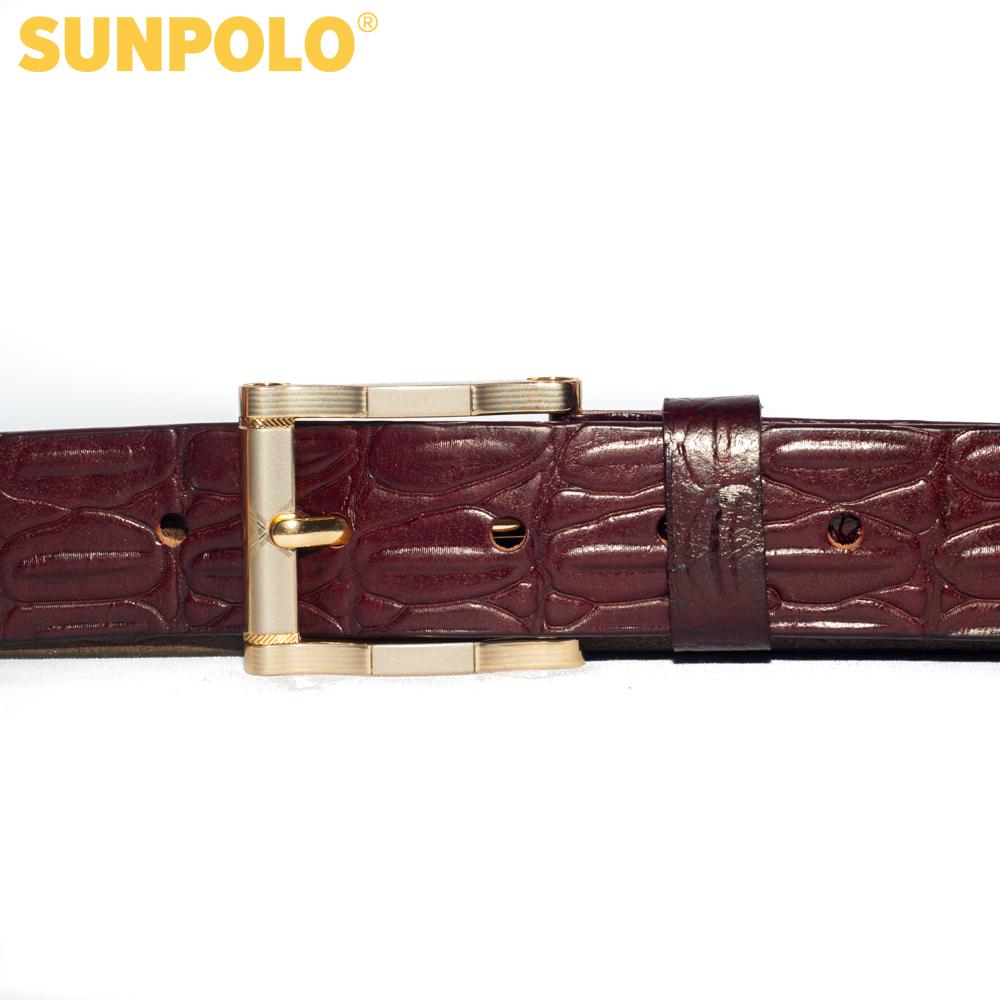 Men leather buckle belt SUNPOLO BSBK28 (brown)