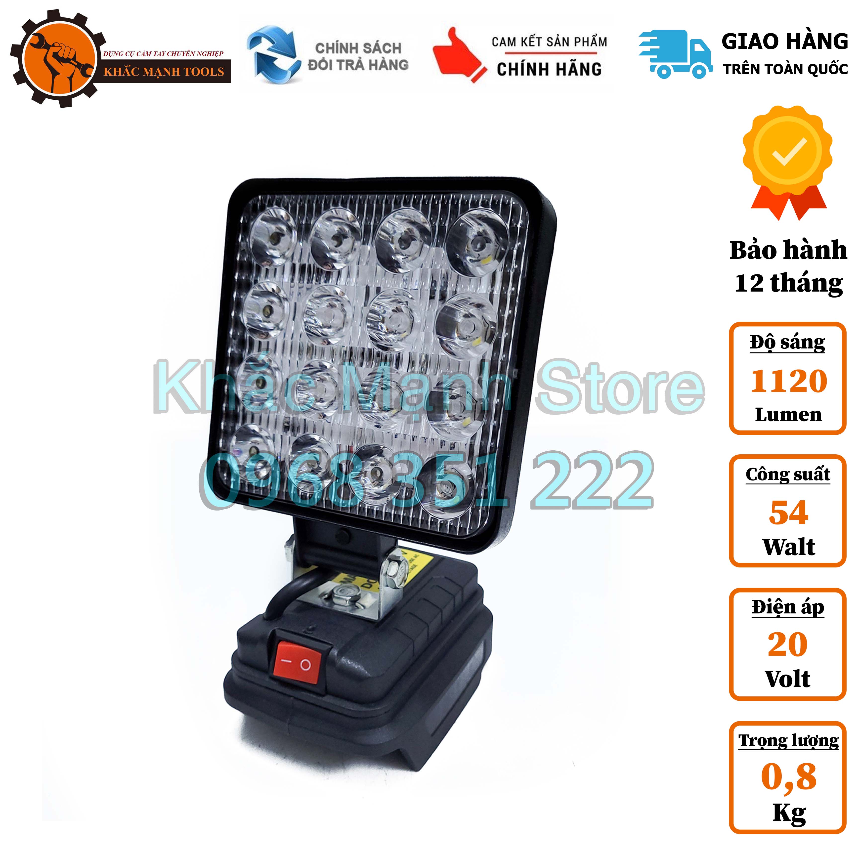 Đèn pha led dùng pin MAKITA sử dụng pin máy công cụ cầm tay 18-20v - Bóng led bi cầu