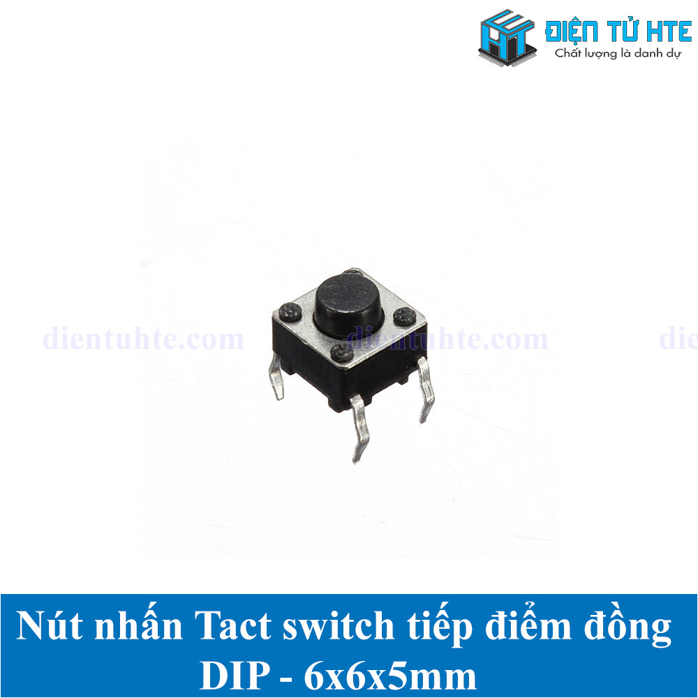 Nút nhấn 4 chân cắm DIP tiếp điểm đồng 6x6 (Gói 20 cái)