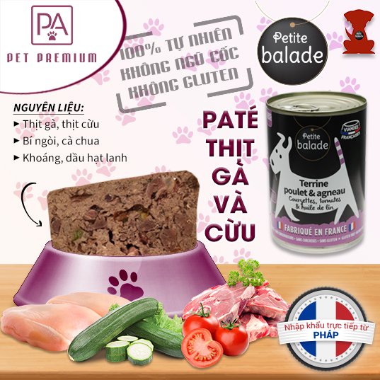 Pate cho chó Petite Balade hộp 400g