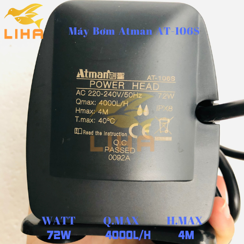 Máy Bơm Atman AT-106S (72W-4000L/H-4M) - Bơm Nước Bể Cá