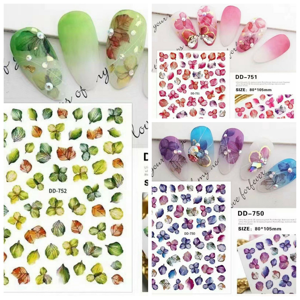 Sticker hoa dán móng tay nail mẫu 3d mới