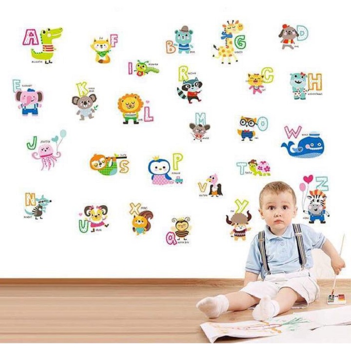 [HCM]Decal dán tường hình thú kèm chữ cái