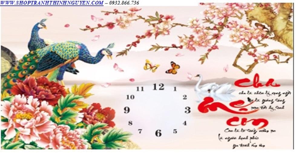 [HCM]Tranh đính đá đồng hồ cha mẹ (chưa đính) -YN5367