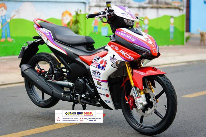 Tem trùm ex 155 đỏ trắng, tem exciter 155, team trùm exciter 155, tem xe exciter 155, team trùm ex 155, team xe exciter 155 xanh đỏ trắng