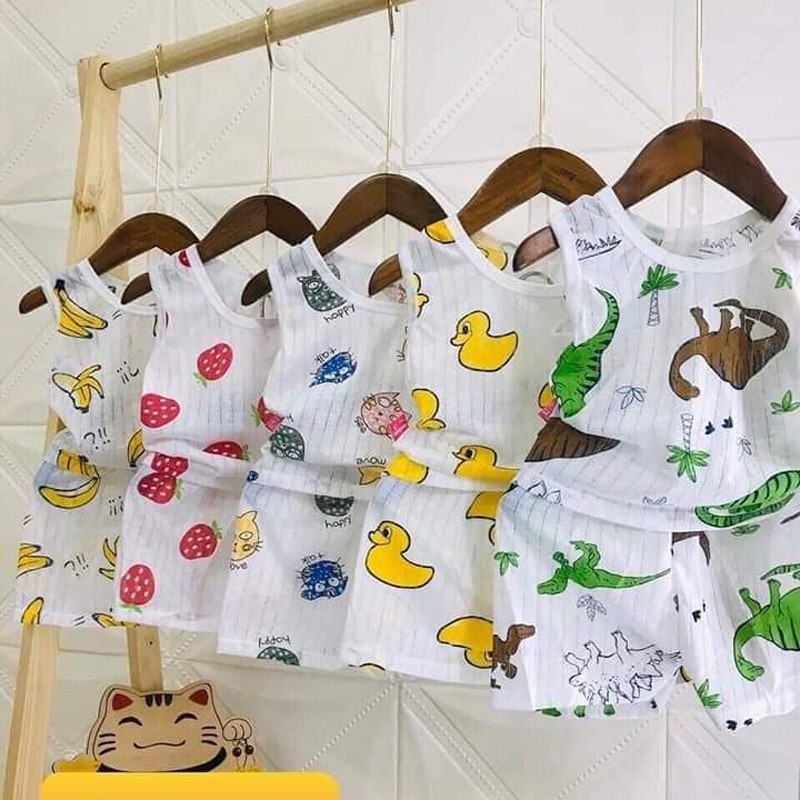 Bộ cotton giấy ba lỗ cho bé 3-15kg, hàng đẹp - BO14