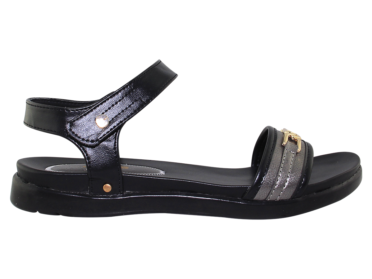 Sandal đế bằng nữ Bita's SYN.269 (Đen xanh lá + Đen xám + Kem)