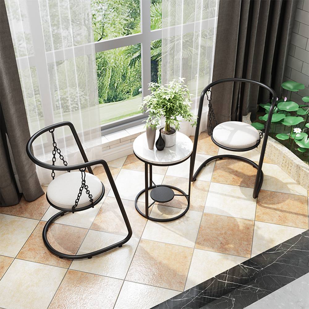 Bộ bàn ghế treo café thư giãn ngồi ban công, sân vườn IBIE Sesto lưng tựa, chân sắt sơn tĩnh điện, tùy chọn màu sắc