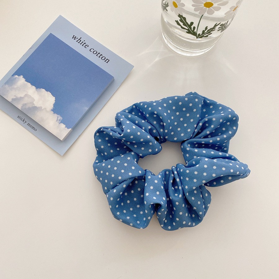 Scrunchies Chun Cột Tóc Hoạ Tiết Chấm Bi Hàn Quốc - Buộc Tóc Chấm Bi