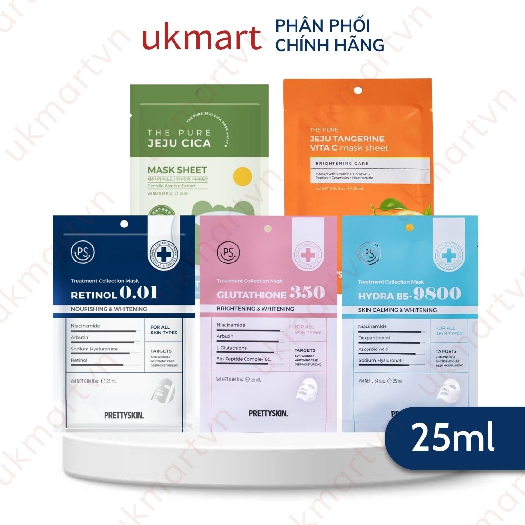 Mặt nạ Prettyskin đủ loại, treatment, vitamin C, Cica