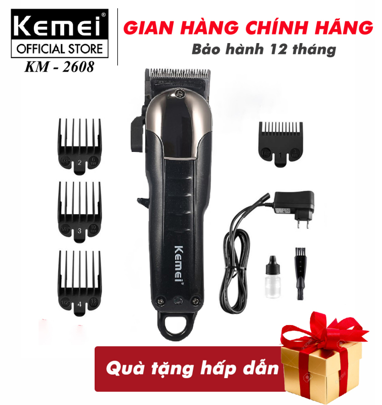 Tông đơ cắt tóc không dây Kemei KM-2608 chuyên nghiệp dành cho salon và gia đình - công suất  9W mạnh mẽ - có thể cắt tóc, chấn viền, hãng phân phối chính thức , bảo hành 12 tháng nhập khẩu