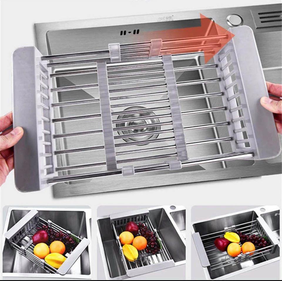 Rổ inox đa năng, rổ ráo nước chậu rửa chén