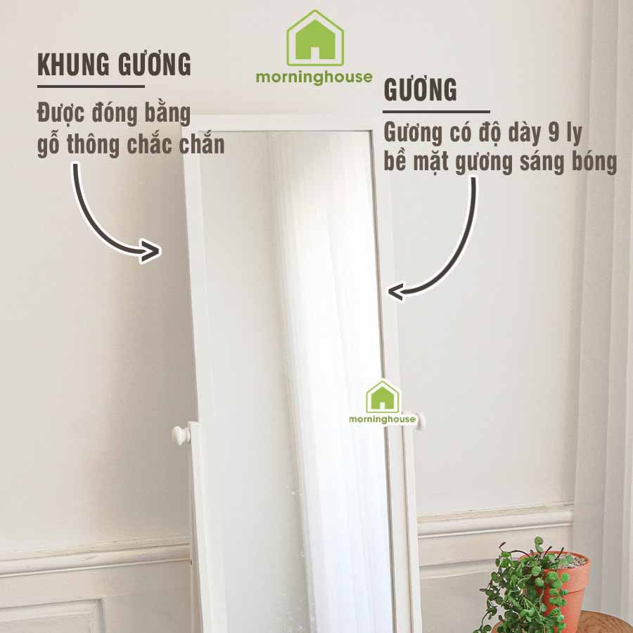 [HCM]GƯƠNG ĐỨNG PHỐI KỆ MÀU TRẮNG