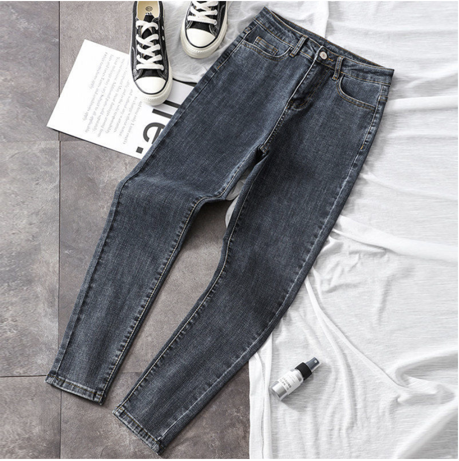 QUẦN JEANS NỮ BASIC SKINNY XÁM TRƠN CO GIÃN + ÁO THUN TRƠN (MUA RIÊNG)