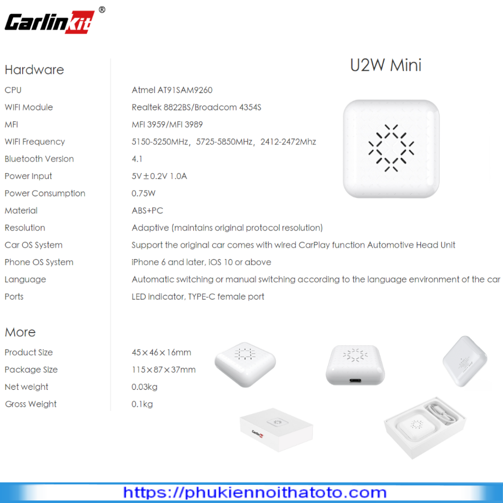 Carplay Không Dây CarlinKit U2W Mini
