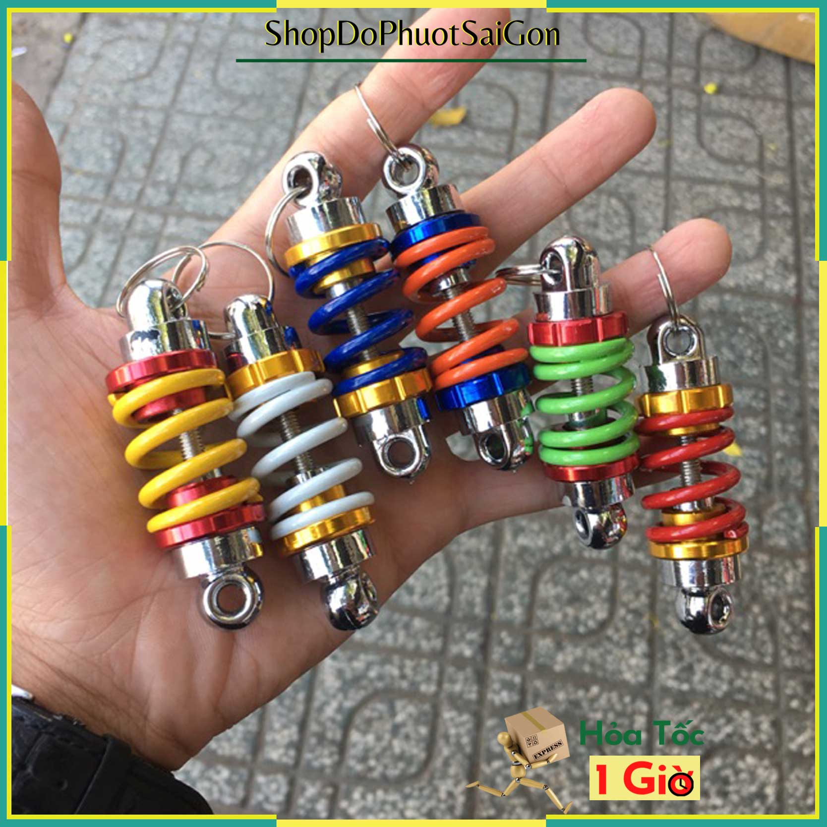Móc khóa phuộc treo chìa khóa, trang trí