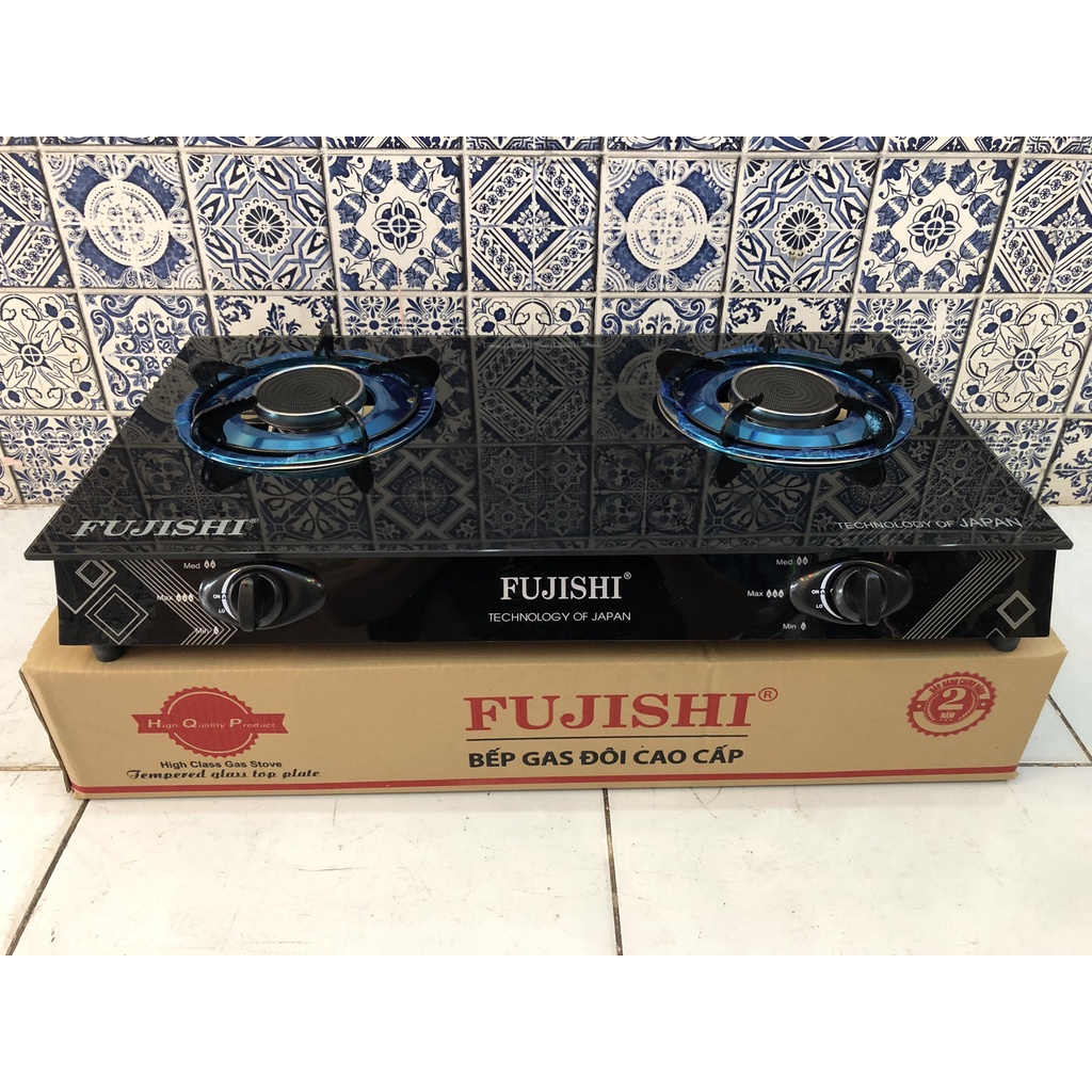 Bếp gas đơn và đôi hồng ngoại kính cường lực và đầu đốt nhôm cao cấp fujishi