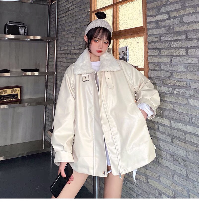 Áo khoác da nữ lót lông cao cấp