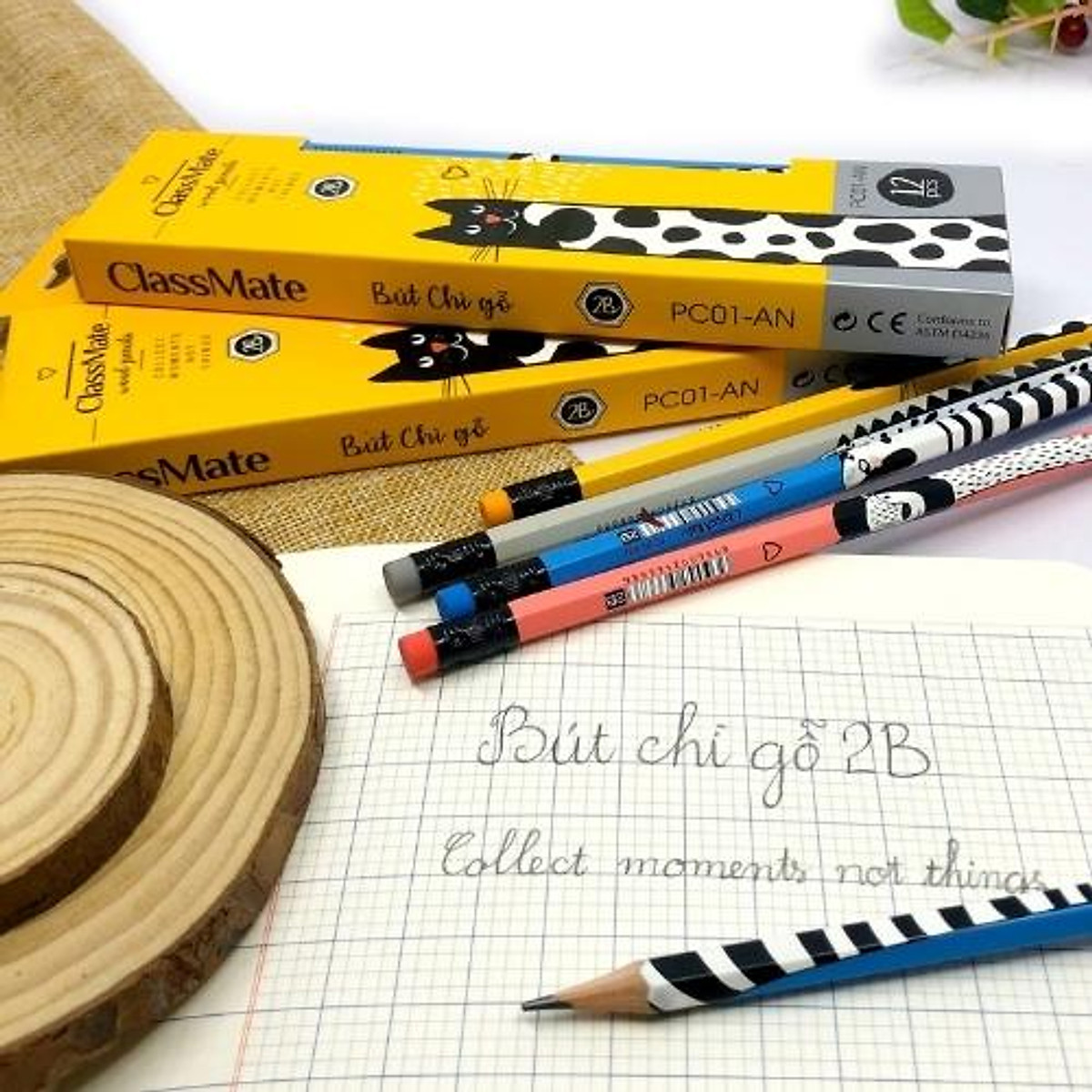 Bút Chì Gỗ Có Tẩy CLASSMATE 2B PC01 AN PC01 PE cực êm mịn