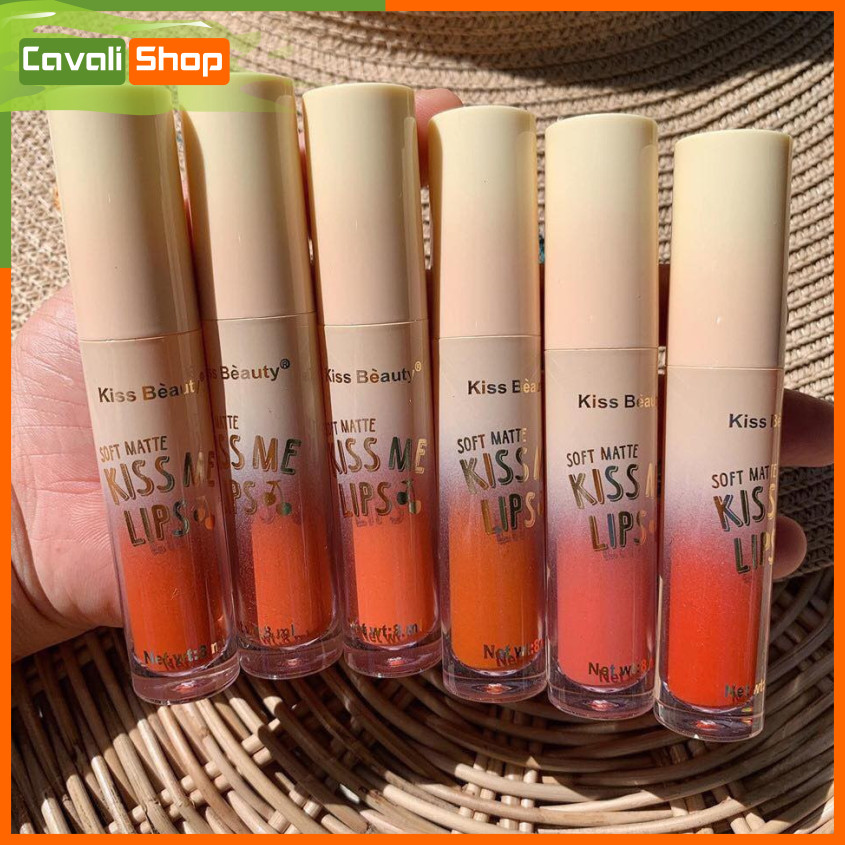 [SIÊU SALE] Set 6 cây son kem Kiss Beauty Kiss Me Lips - Cavali - Son kem lì chuẩn tone lâu trôi