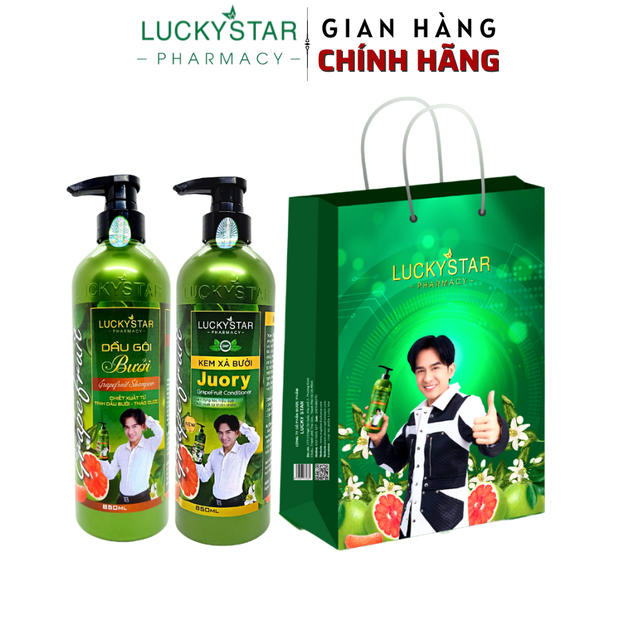 Combo gội bưởi và dầu xả bưởi cao cấp lucky star 850ml