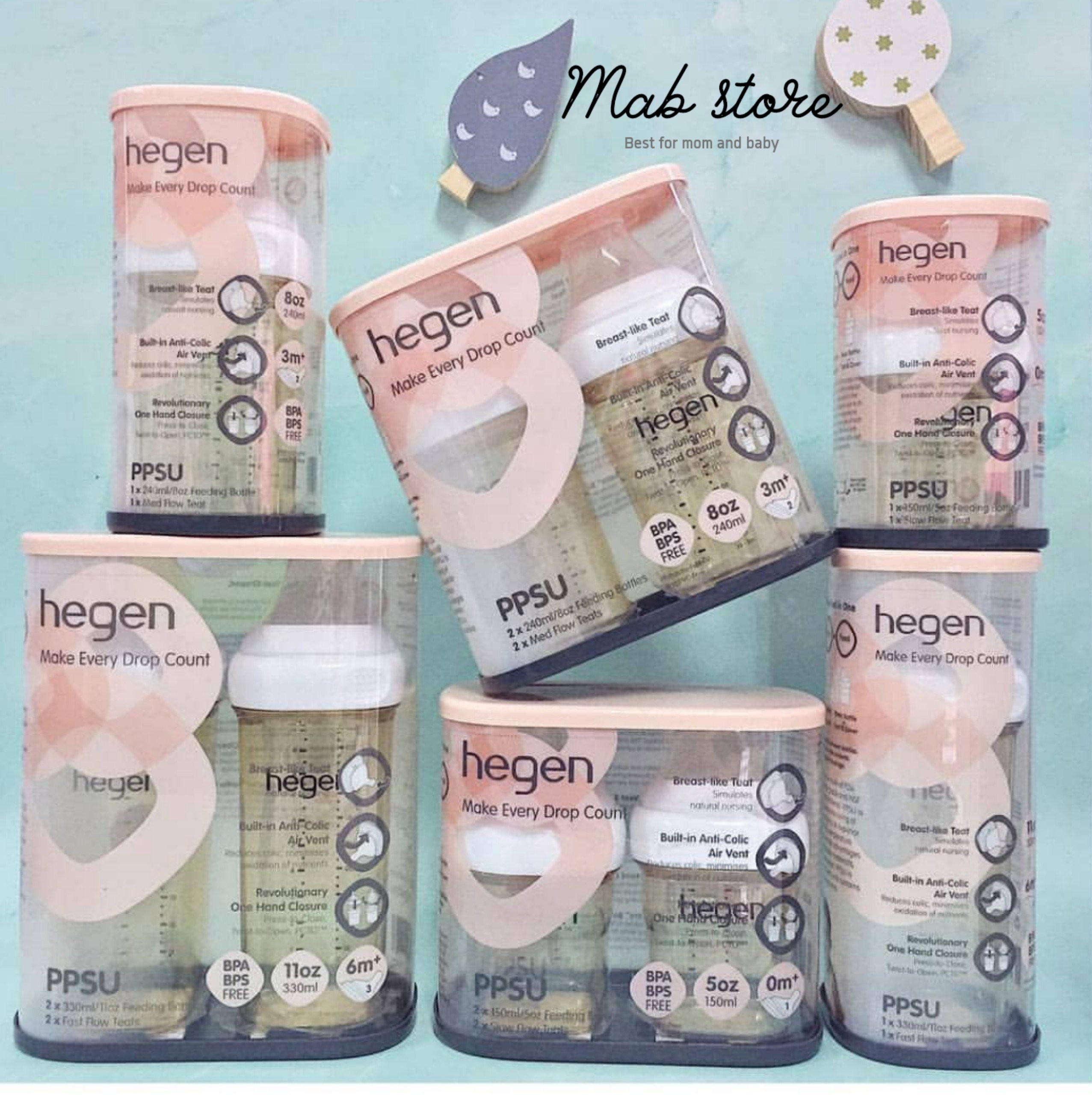 Bình sữa Hegen cao cấp cho bé 150ml 240ml 330ml