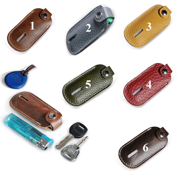 Móc Khóa Da Bò Đựng Thẻ Xe Bật Lửa USB Thẻ Từ Tròn