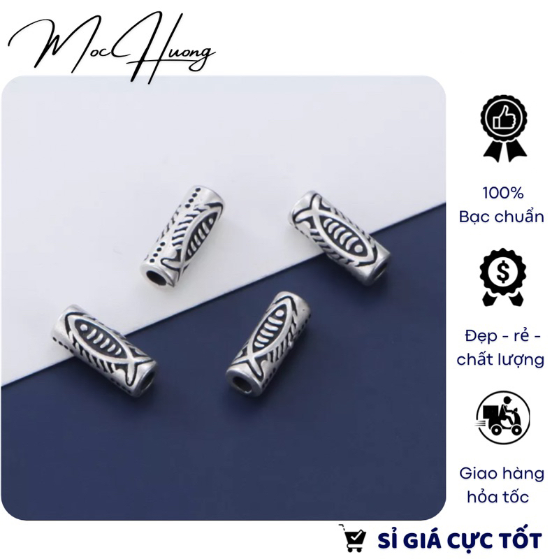Charm bạc ống dài hình cá may mắn - MH854